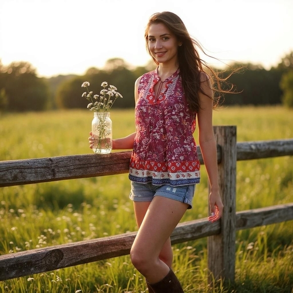 beachlunchlounge Tops - Beach Lunch Lounge Mauve Floral Boho Sleeveless Top (XS)